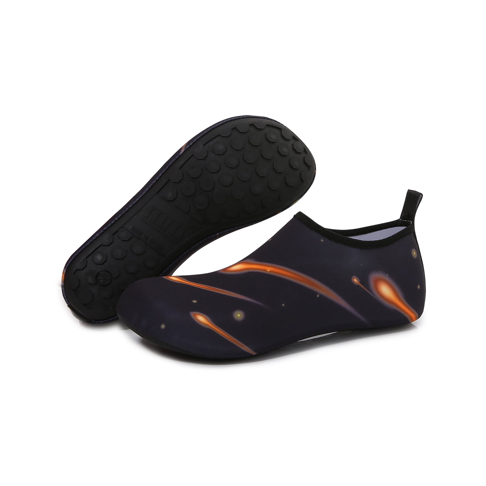 Men and Women a Slip On Barefoot Quick-Dry Beach Aqua Yoga Water Shoes (Shooting Star/Black, 4-5 Women)