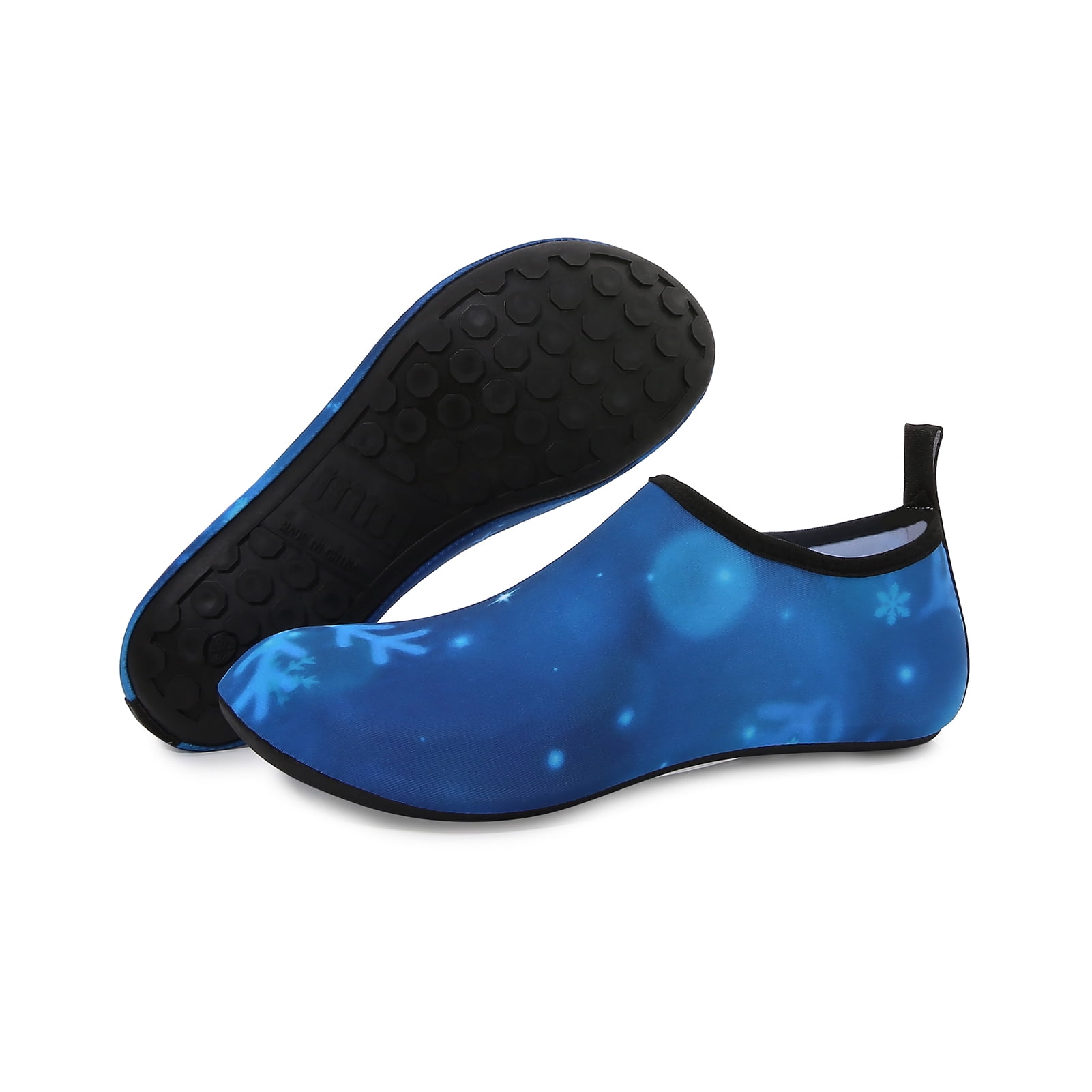 Men and Women a Slip On Barefoot Quick-Dry Beach Aqua Yoga Water Shoes (Snowflake/Blue, 5.5-6.5 Women/5-5.5 Men)