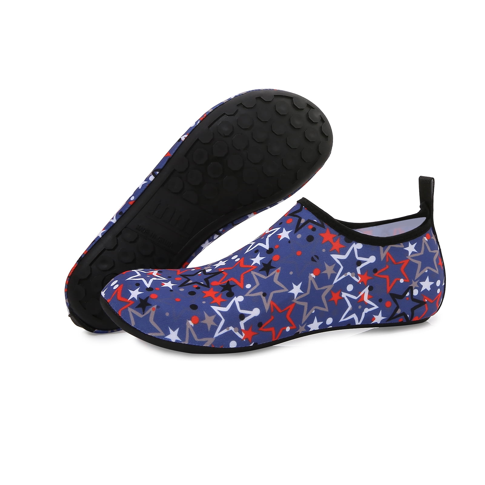 Men and Women a Slip On Barefoot Quick-Dry Beach Aqua Yoga Water Shoes (Star/White Red, 9.5-10.5 Women/8.5-9 Men)