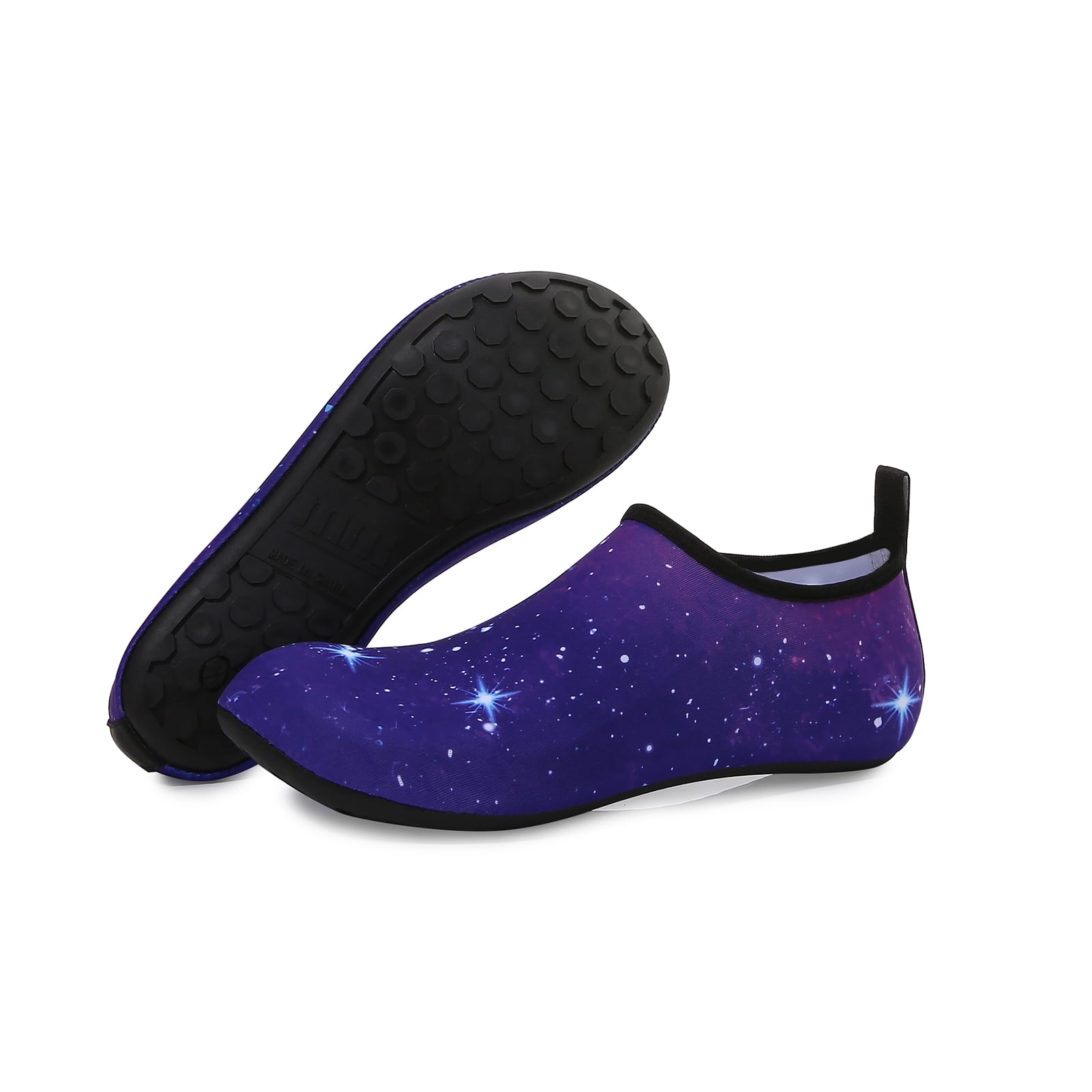 Men and Women a Slip On Barefoot Quick-Dry Beach Aqua Yoga Water Shoes (Stardust/Navy, 11-12 Women/9.5-10 Men)