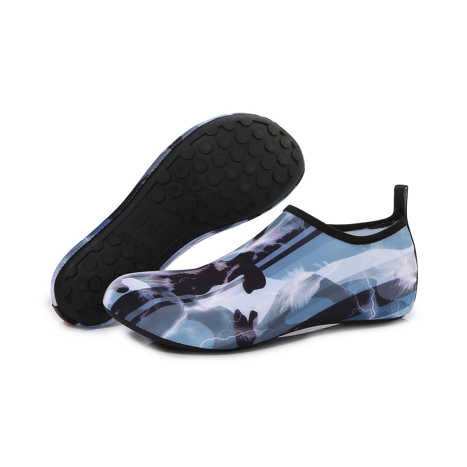 Men and Women a Slip On Barefoot Quick-Dry Beach Aqua Yoga Water Shoes (Thunder/Black, 5.5-6.5 Women/5-5.5 Men)