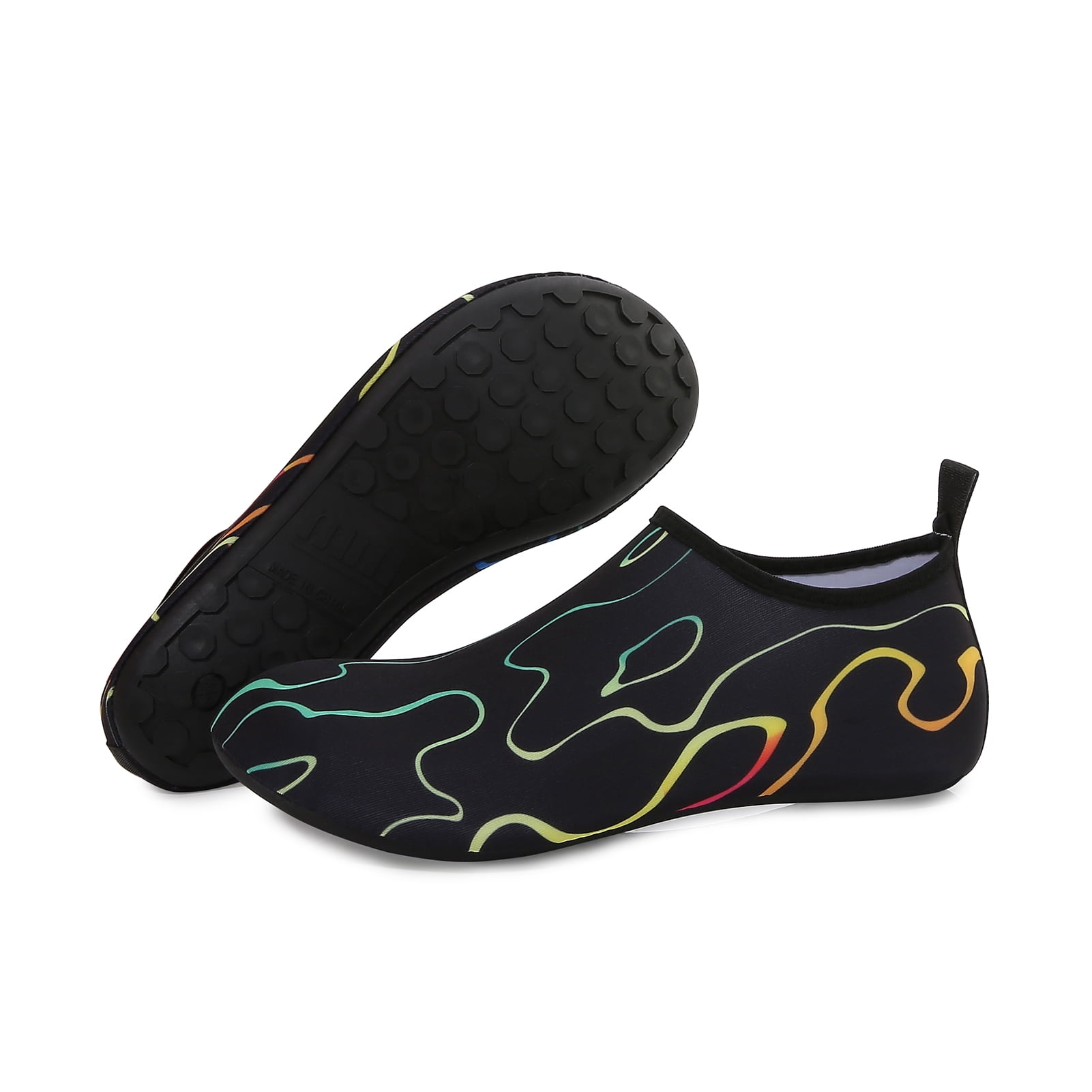 Men and Women a Slip On Barefoot Quick-Dry Beach Aqua Yoga Water Shoes (Tide/Black, 9.5-10.5 Women/8.5-9 Men)