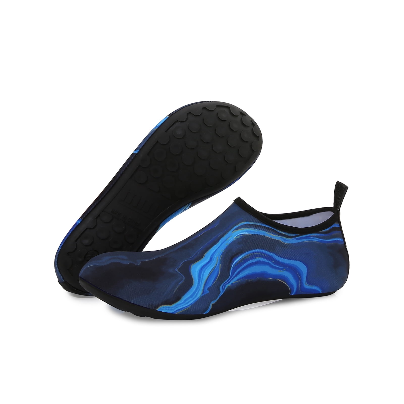 Men and Women a Slip On Barefoot Quick-Dry Beach Aqua Yoga Water Shoes (Water Smudge/Blue, 11.5-12.5 Men)