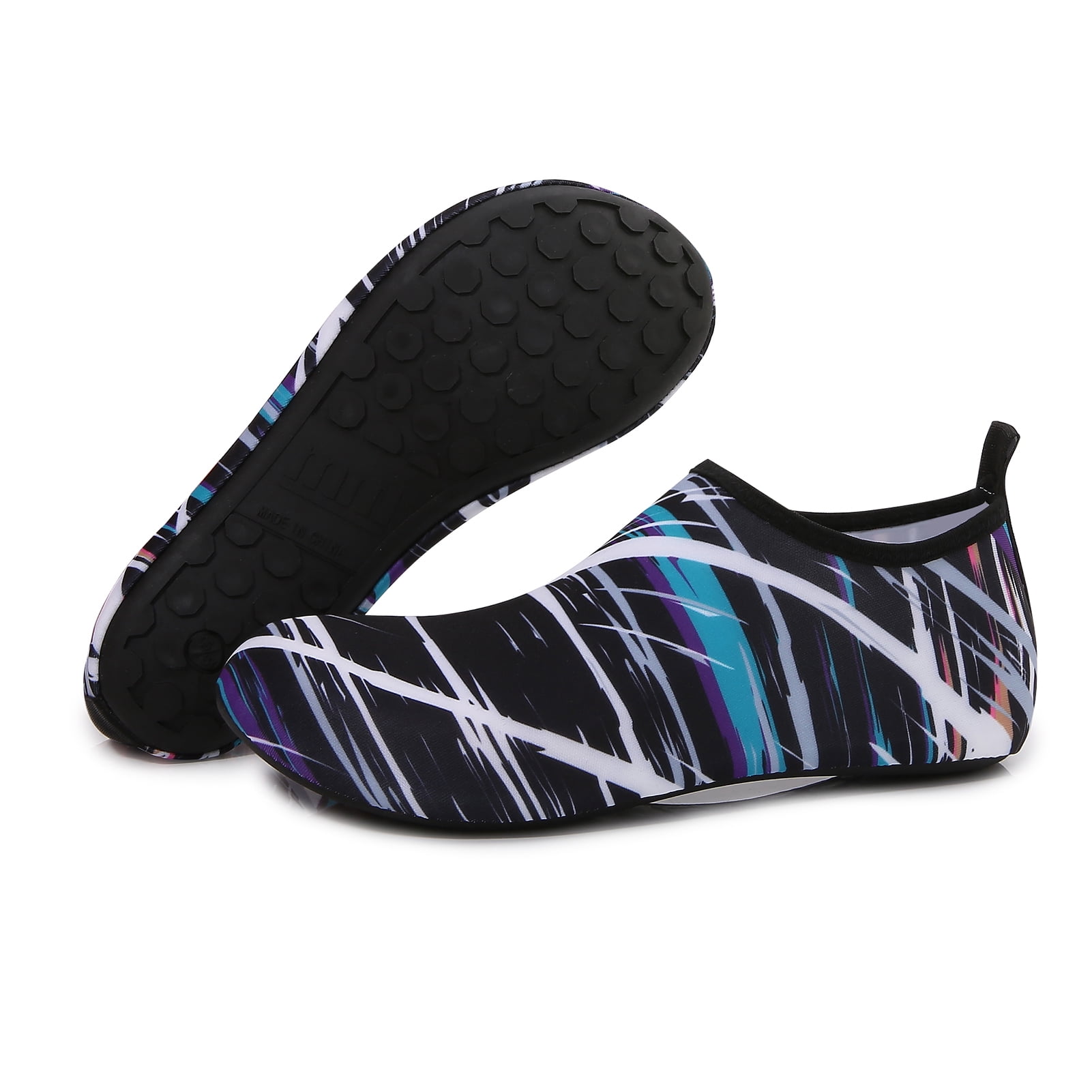 Men and Women a Slip On Barefoot Quick-Dry Beach Aqua Yoga Water Shoes (scribbling/Black, 4-5 Women)