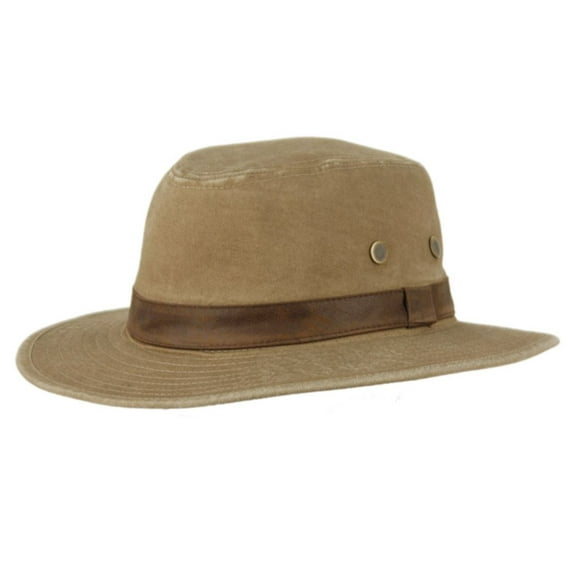 Men and Women's Outdoor Cotton Canvas Safari Fedora Hats With Faux Leather Band