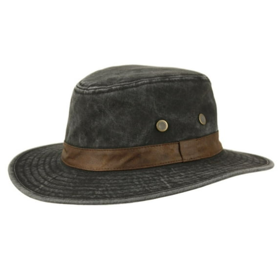 Men and Women's Outdoor Cotton Canvas Safari Fedora Hats With Faux Leather Band
