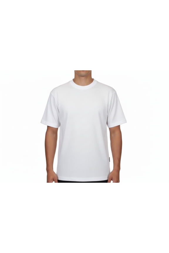 Men dress up Tshirt Log in uomo Crew Neck Corded Short Sleeves 218 White