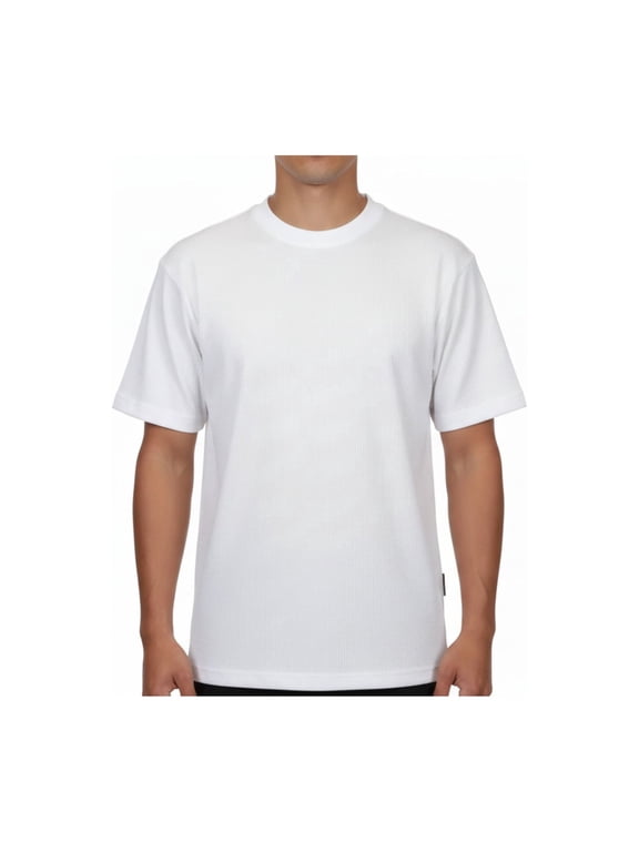 Men dress up Tshirt Log in uomo Crew Neck Corded Short Sleeves 218 White
