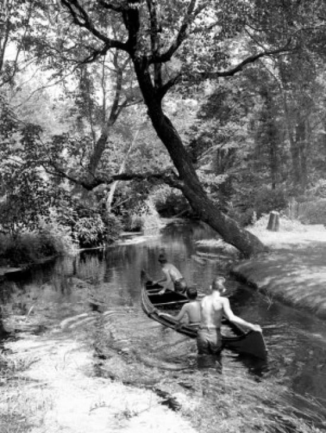 Men kayaking in forest Canvas Art - (24 x 36)