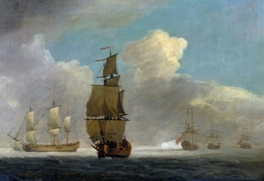 Men of War in a Light Swell by Charles Brooking (1723-1759) Canvas Art - Charles Brooking (18 x 24)