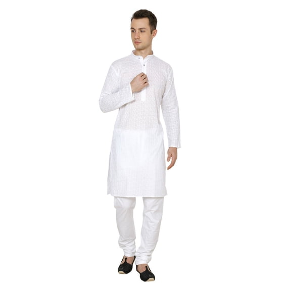 Mens Pure Cotton White EID Special Festive Kurta Pyjama Kurta Salwar Short Kurta