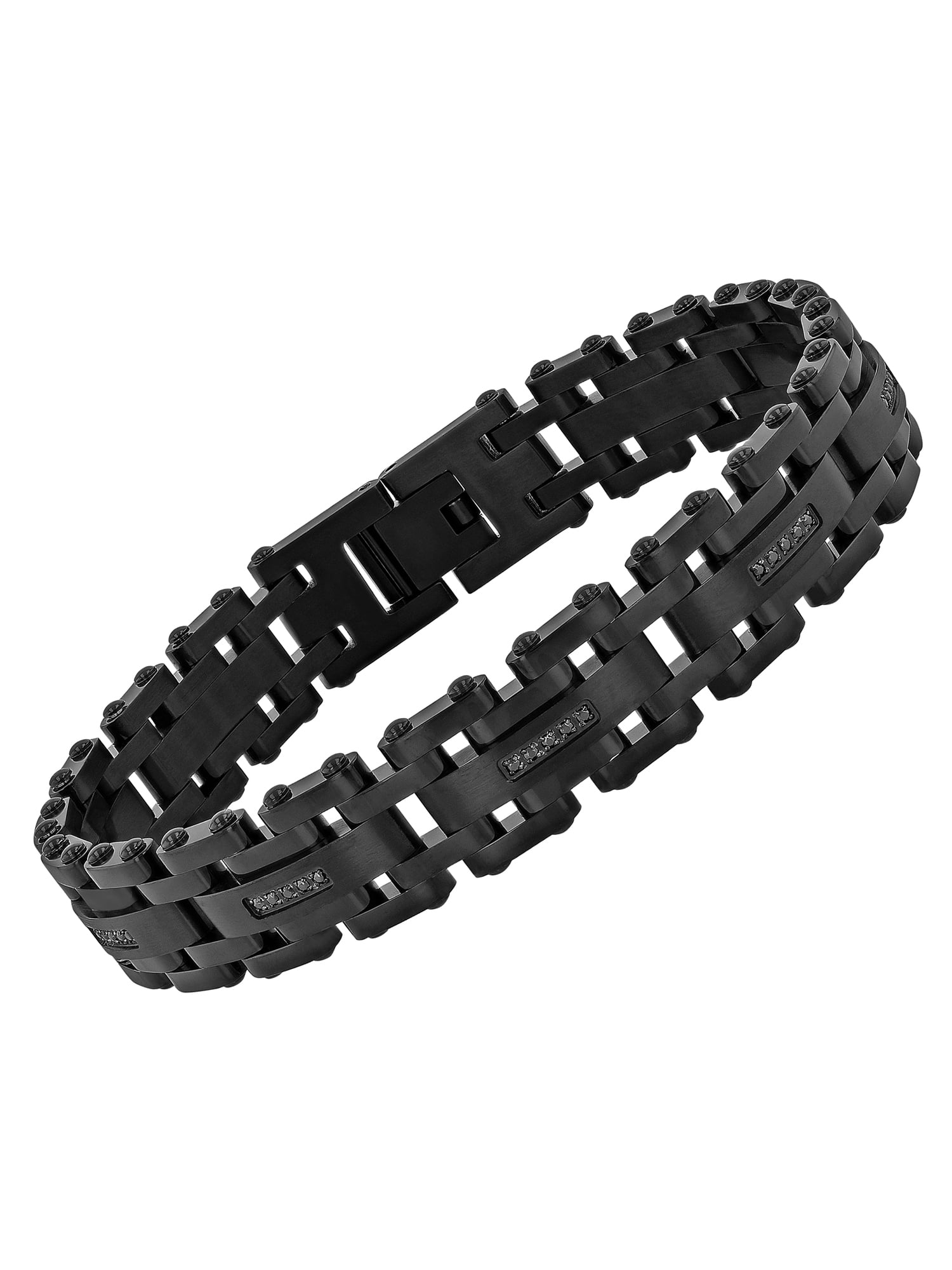Black stainless steel bracelet mens deals