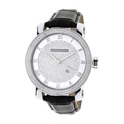 Men's 0.18ct Diamond Black Watch with Leather Strap Set