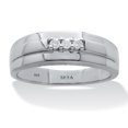 thumbnail image 1 of Men's .09 TCW Platinum-Plated Sterling Silver 3-Stone Diamond Band, 1 of 4