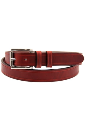 Men's 1 1/4" Burgundy Latigo Leather Belt Saddle Groove Double Loops Made In USA