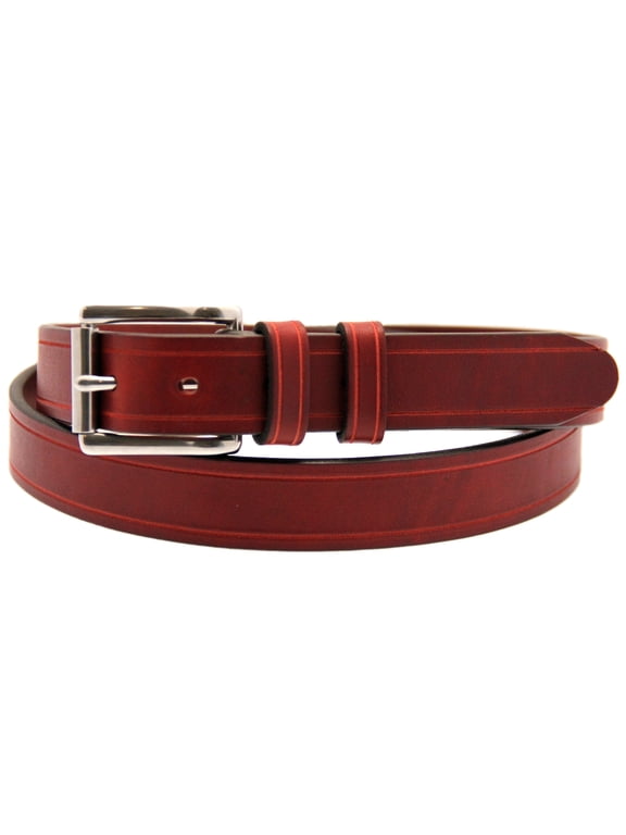 Men's 1 1/4" Burgundy Latigo Leather Belt Saddle Groove Double Loops Made In USA