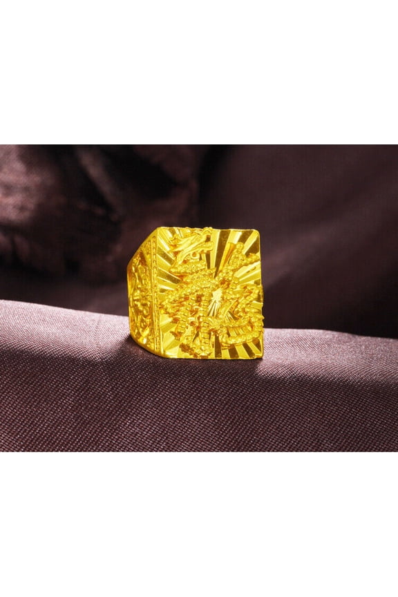 Men's 1:1 Dragon 23K 24K THAI BAHT YELLOW GOLD Plated RING/17.3g