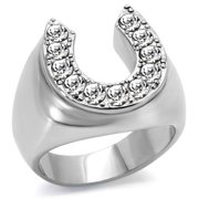Mens 1.26Ct Cubic Zirconia Stainless Steel 316 Silver Horseshoe Ring Size 10
