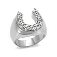 thumbnail image 1 of Men's 1.26Ct Cubic Zirconia Stainless Steel 316 Silver Horseshoe Ring Size 13, 1 of 2