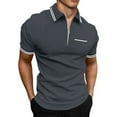 thumbnail image 1 of Men's 1/3 Zippered Retro Short Sleeved T Shirt Clothes, 1 of 7