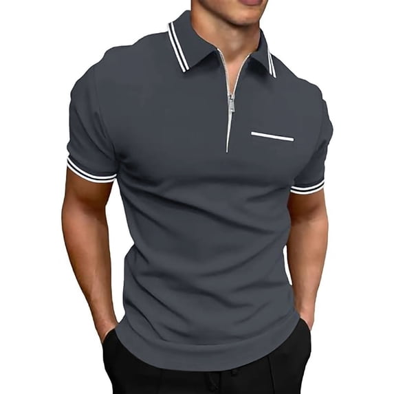 Men's 1/3 Zippered Retro Short Sleeved T Shirt Clothes