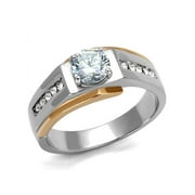 Men's 1.33 Ct Round Cut Cubic Zirconia Two Toned Stainless Steel Ring Size 13