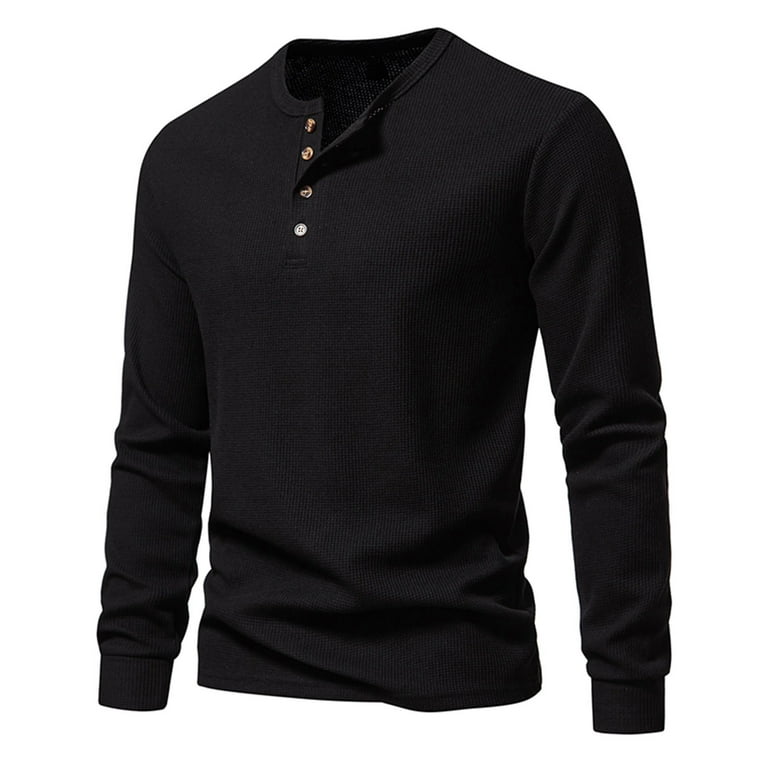 Sleeve Henley Mens Thermal Shirts With Buttons Men's 1/4 Button