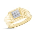 thumbnail image 1 of AFFY Men's 1/4 CT. T.W. Square Round Cut Natural Diamond Slant Band Ring In 14K Yellow Gold Over Sterling Silver (0.25 Cttw, J-K Color, I2-I3 Clarity), Ring Size-9.5, 1 of 5
