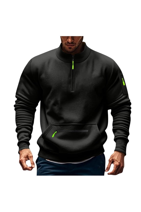 Men's 1/4 Zip Fleece Hoodie Mock Neck Pullover Sweatshirt Tactical Long Sleeve Golf Fishing Sports Shirt