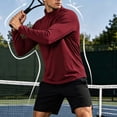 thumbnail image 1 of Men's 1/4 Zip Long Sleeve Athletic Pullover Top Fitted Breathable Casual Sweatshirt Comfy Tee for Tennis Running Jogging Hiking Wear(Wine,XXXL), 1 of 9