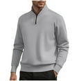 thumbnail image 1 of Men's 1/4 Zip Pullover Cotton Fleece Sweatshirts Long Sleeve Solid Color Casual Warm Fall Winter Sweater Tops (4XL, Gray), 1 of 7