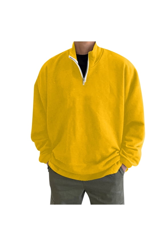 Men's 1/4 Zip Pullover Sweater Oversized Fleece Lined Sweatshirt Lightweight Casual Long Sleeve T-Shirt Gym Top Plain Sweatshirts Comfortable Pullover Sports Leisure Workwear