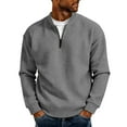 thumbnail image 1 of Men's 1/4 Zip Pullover Waffle Knit Tops Casual Golf Plain Sweatshirts Zipper Stand Collar Long Sleeve Tops (XL, Gray A), 1 of 1