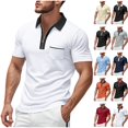 thumbnail image 1 of Men's 1/4 Zip Short Sleeve Golf Shirts Pique Mesh Moisture Wicking Collared Shirt Business Casual Contrast Collar Athletic Tops with Pocket Summer Tennis, 1 of 9