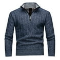 thumbnail image 1 of Men's 1/4 Zip Sweater Pullover Long Sleeve Stand Collar Soft Knitted Tops Regular Fit Casual Golf Sweatshirts (3XL, Blue), 1 of 3
