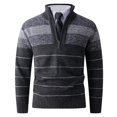 thumbnail image 1 of Men's 1/4 Zip Sweater Pullover Long Sleeve Stand Collar Soft Knitted Tops Regular Fit Casual Golf Sweatshirts (L, Dark Gray A), 1 of 4