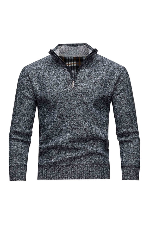 Men's 1/4 Zip Sweater Pullover Long Sleeve Stand Collar Soft Knitted Tops Regular Fit Casual Golf Sweatshirts (M, Dark Gray)