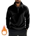 thumbnail image 1 of Men's 1/4 Zip Sweatshirts Pocketed Cotton Fleece Plain Pullover Thermal Sweaters Tops for Fall Winter (2XL, Black), 1 of 7