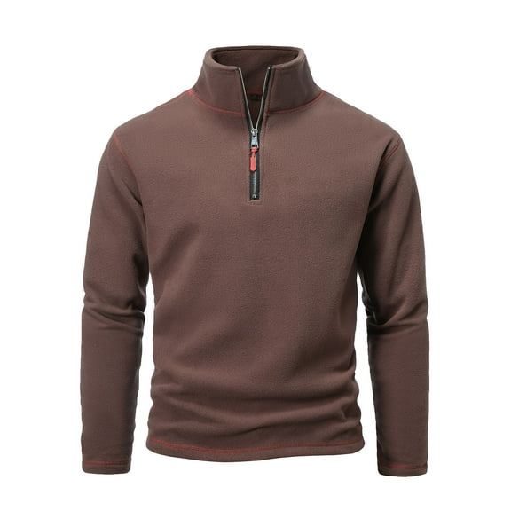 Men's 1/4 Zip Sweatshirts Pocketed Cotton Fleece Plain Pullover Trendy Sweaters Tops for Fall Winter (M, Coffee 01)