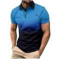 thumbnail image 1 of Men's 1/4 Zipper Gradient Shirts 2025 Short Sleeve Casual Outdoor Tennis T Shirt Fashion Slim Fit Golf Shirts, 1 of 5