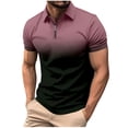 thumbnail image 1 of Men's 1/4 Zipper Gradient Shirts 2025 Short Sleeve Casual Outdoor Tennis T Shirt Fashion Slim Fit Golf Shirts, 1 of 5