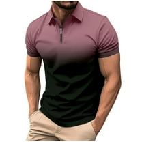 Men's 1/4 Zipper Gradient Shirts 2025 Short Sleeve Casual Outdoor Tennis T Shirt Fashion Slim Fit Golf Shirts