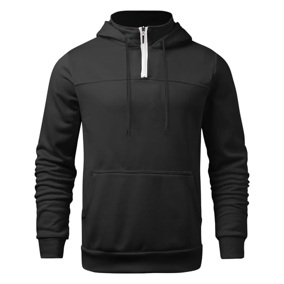 Men's 1/4 Zipper Hooded Sweatshirt Solid Winter Workout Hoodies Casual Fashion Pullover Tops Fitness Hiking Outfit