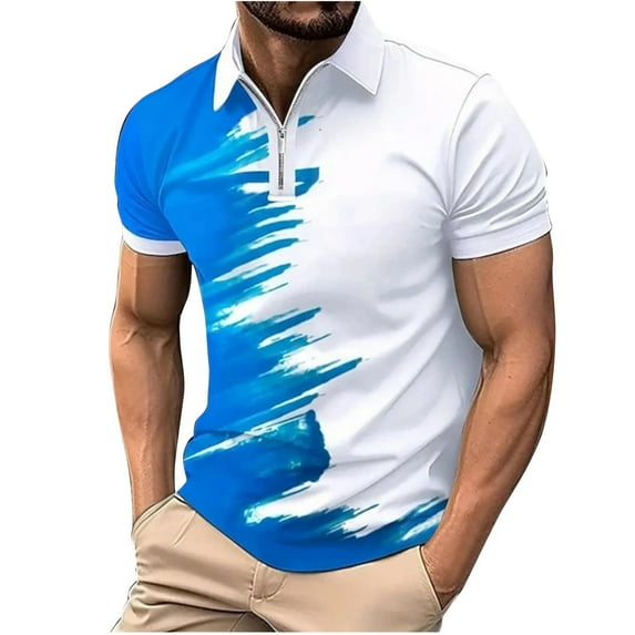 Men's 1/4 Zipper Shirts 2025 Short Sleeve Casual Outdoor Tennis T Shirt Color Block Slim Fit Golf Shirts