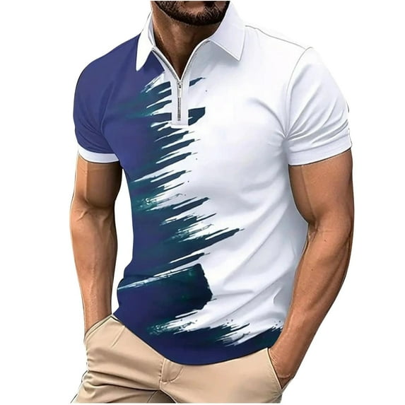 Men's 1/4 Zipper Shirts 2025 Short Sleeve Casual Outdoor Tennis T Shirt Color Block Slim Fit Golf Shirts