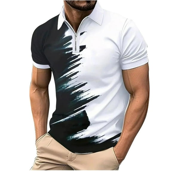 Men's 1/4 Zipper Shirts 2025 Short Sleeve Casual Outdoor Tennis T Shirt Color Block Slim Fit Golf Shirts