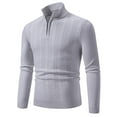 thumbnail image 1 of Men's 1/4 Zipper Stand Collar Pullover Sweaters Slim Fit Long Sleeve Fall Turtleneck Cable Knitted Baselayer Jumpers, 1 of 7