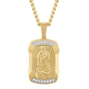 Men's 1/5 Ctw Lab-Grown Diamond Gold-Tone Stainless Steel Virgin of Guadalupe Medallion Pendant - Brilliance Fine Jewelry