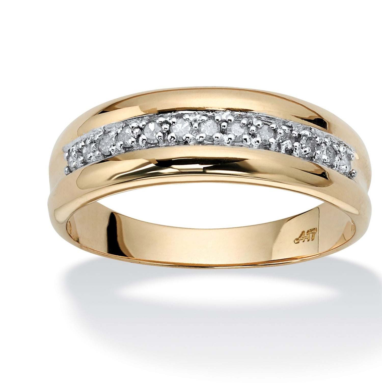 Palm Beach Jewelry Men's 10k Gold Diamond Wedding Band, 1/5 Carat TCW, Round Shape