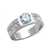 MARIMOR JEWELRY Men's 1.75 Ct Round Cut Cubic Zirconia, Silver Stainless Steel Ring Size 9
